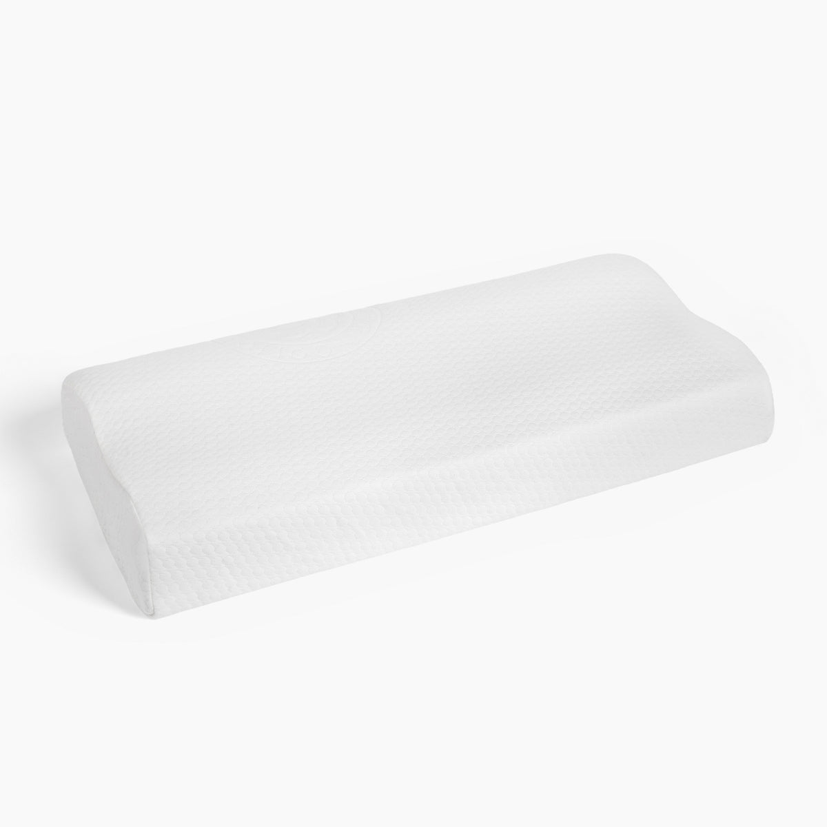 The Refuel Pillow, three-quarter view showing its contoured shape and textured cover