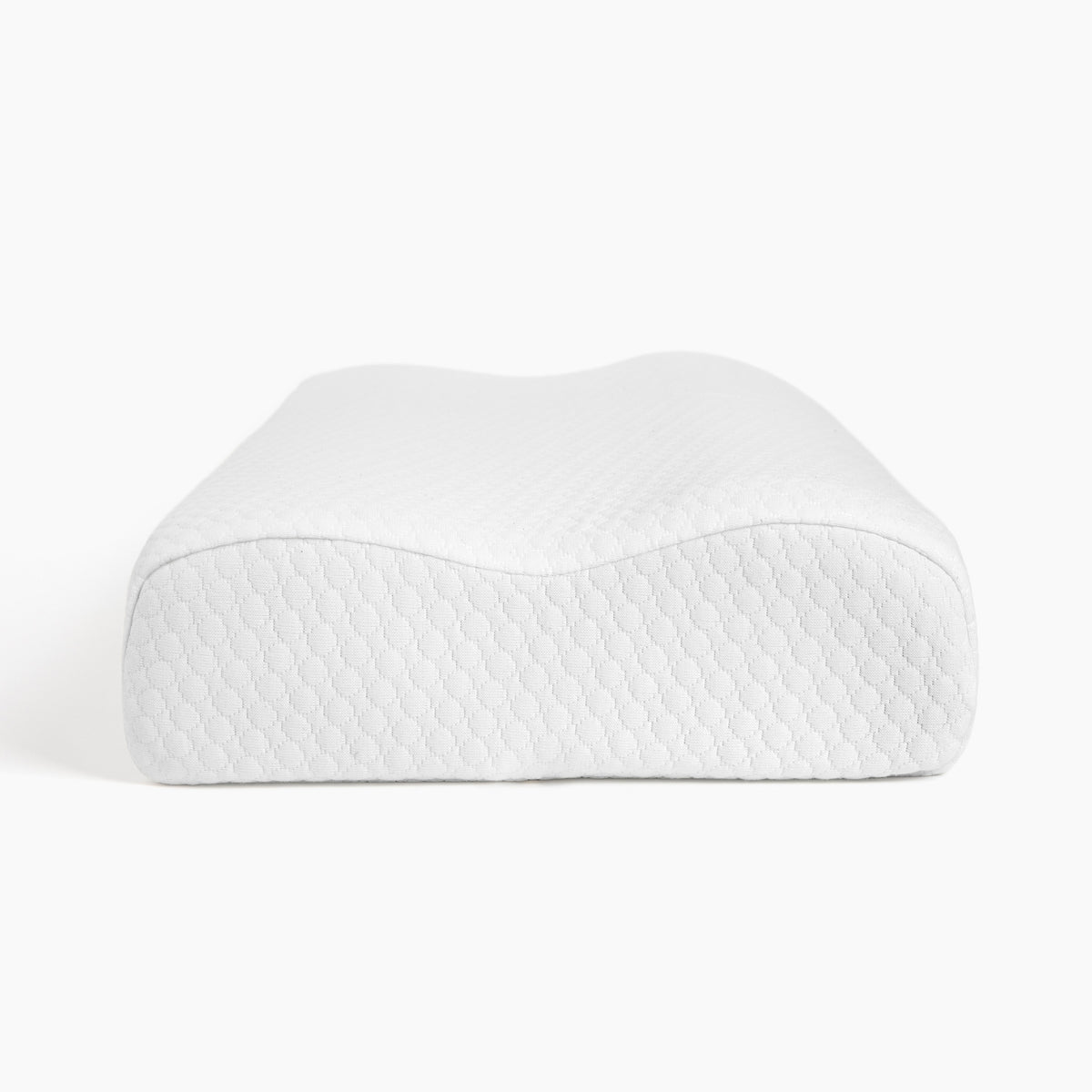 Side profile of the Refuel Pillow showing its higher and lower neck-support contours